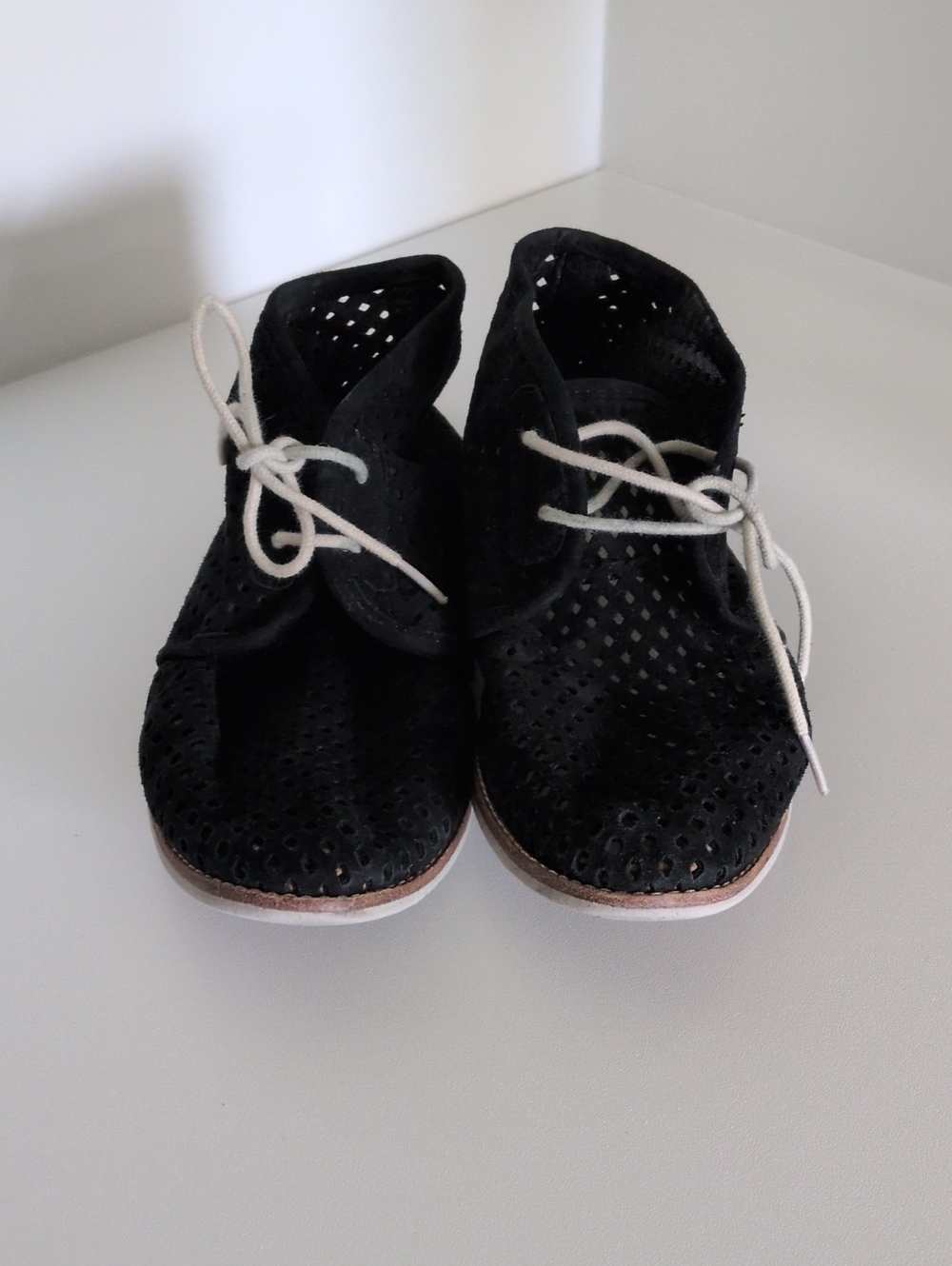 Women’s Black Perforated Lace-Up Ankle Boots - Lightweight Comfort
